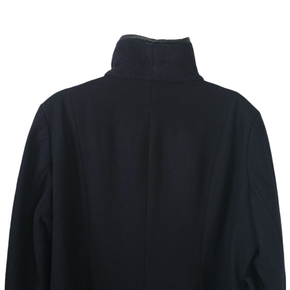 Tahari Elaine XXL Wool Blend Pea Coat Navy Asymmetrical Zip Collar Office - Picture 8 of 16